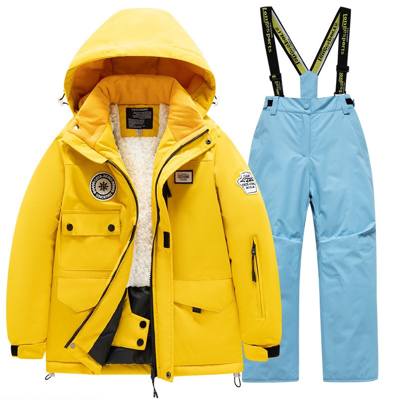 儿童滑雪服套装男女童户外加厚防风中大小童滑雪衣裤装备