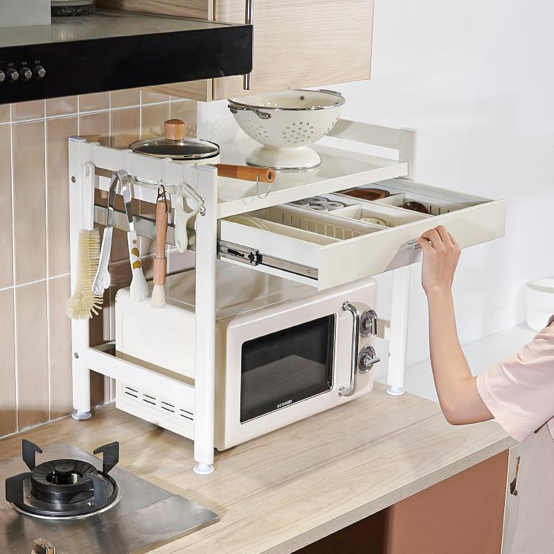 御仕家厨房微波炉架烤箱收纳架台面抽屉多功能家用电器支架置物架