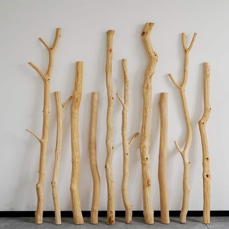 干树枝造景原木挂衣吊架实木枯木树干客厅酒店屏风隔断装饰墙