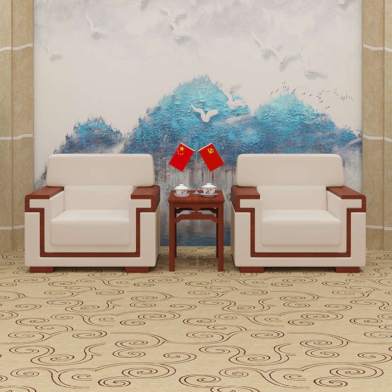 现代简约办公室贵宾接待会议室沙发单人商务会客厅洽谈休息区茶几