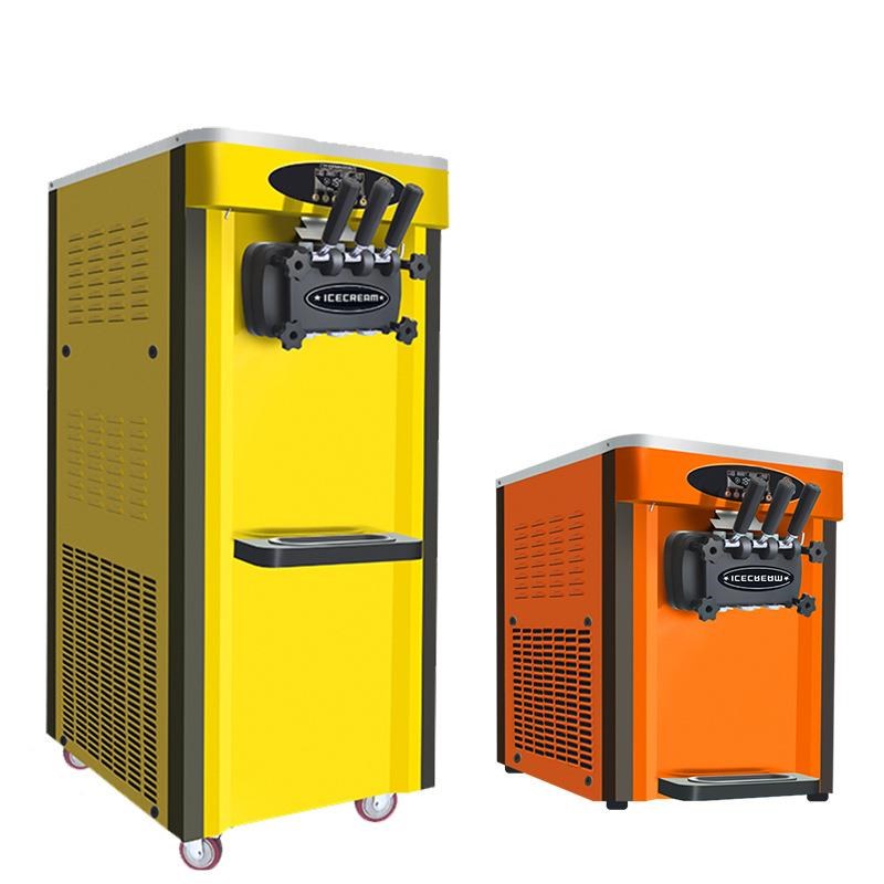 吉质软冰激凌机商用立式三头2+1口味冰淇淋机大产量自动清洗厂家