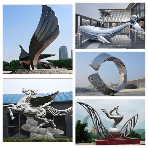 大型不锈钢雕塑定制镂空浪花圆环月亮金属铁艺校园水景户外摆件