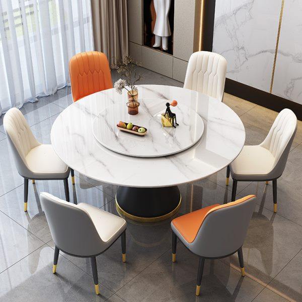 意式极简岩板餐桌椅组合轻奢现代简约小户型大理石带转盘圆形饭桌,住宅家具,岩板餐桌,淘宝优惠券,粉丝福利购,淘宝优惠卷