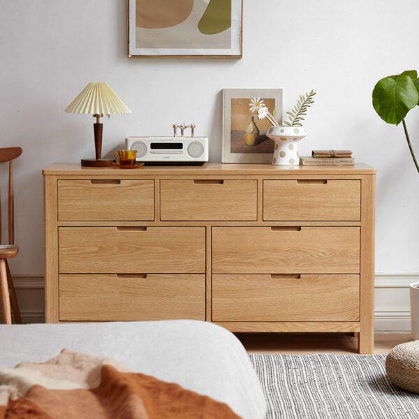 纯实木五斗柜七斗柜橡木卧室电视柜家具简约抽屉储物柜子