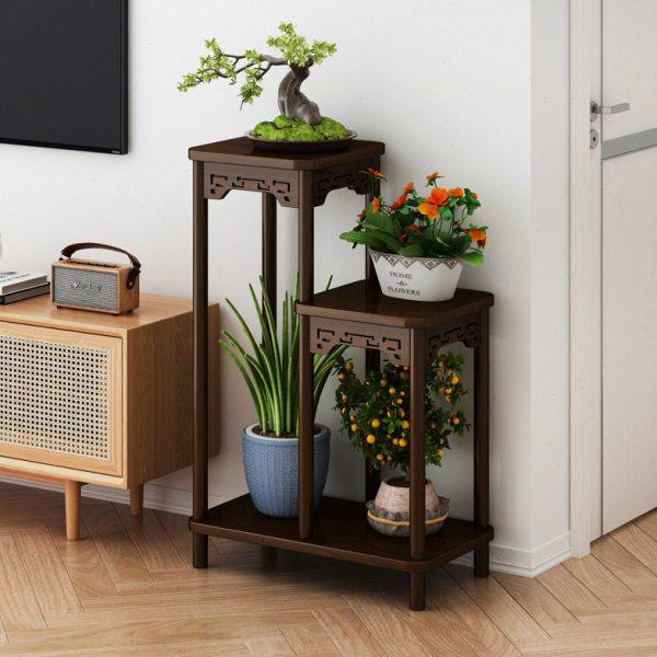 客厅电视柜两边摆设花架实木中式花台阳台家用落地式室内置物架多,收纳整理,阳台置物架,淘宝优惠券,粉丝福利购,淘宝优惠卷