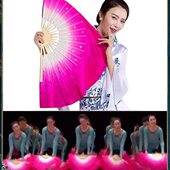 扇子舞蹈扇胶州秧歌古典跳舞广场双面真丝玫红正染中国风演出道具