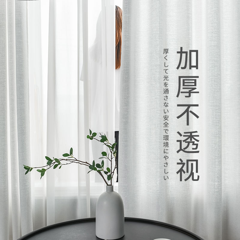 透光不透人纱帘卧室飘窗纱白纱帘阳台客厅隔断白色窗帘2021年新款