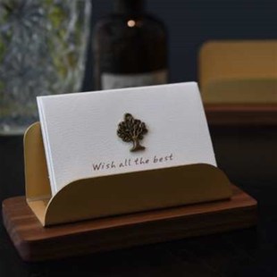 放名片架子高档木质收纳盒装卡片架座卡盒木头夹盒子前台展示定做