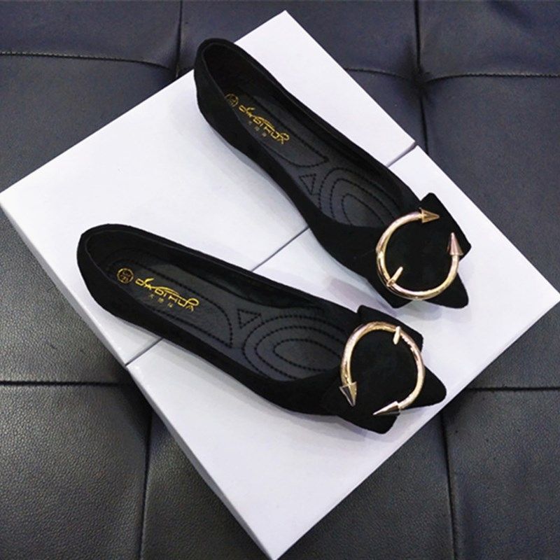 尖头平底鞋女2021夏季新款韩版百搭扣浅口单鞋软底瓢鞋平跟豆豆鞋,女鞋,浅口单鞋,淘宝优惠券,粉丝福利购,淘宝优惠卷