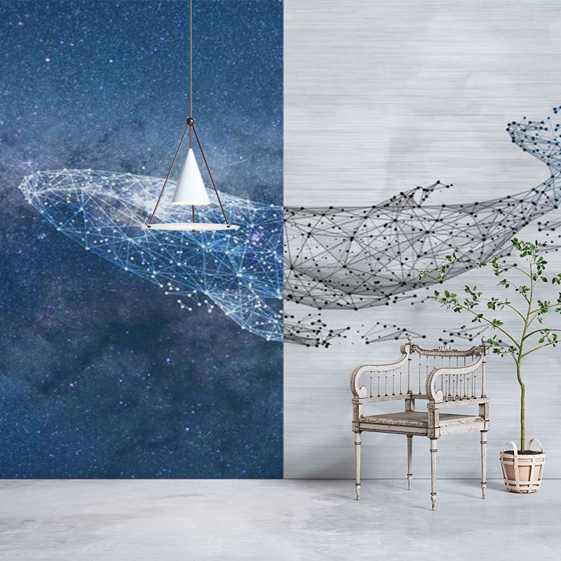 墙纸定制3d立体现代简约鲸鱼电视背景墙K壁纸客厅壁布卧室墙布壁