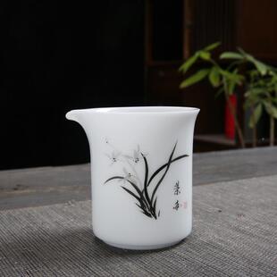 公道种杯冰玉瓷手绘DTZ瓷茶盖具碗山水花陶草大号德化高白瓷茶海