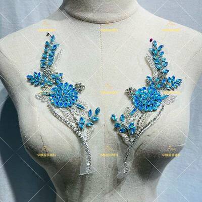 多色手钩钉玻璃钻亮片对花DI珠演出礼巾服婚纱秀3318#A禾服Y腰饰