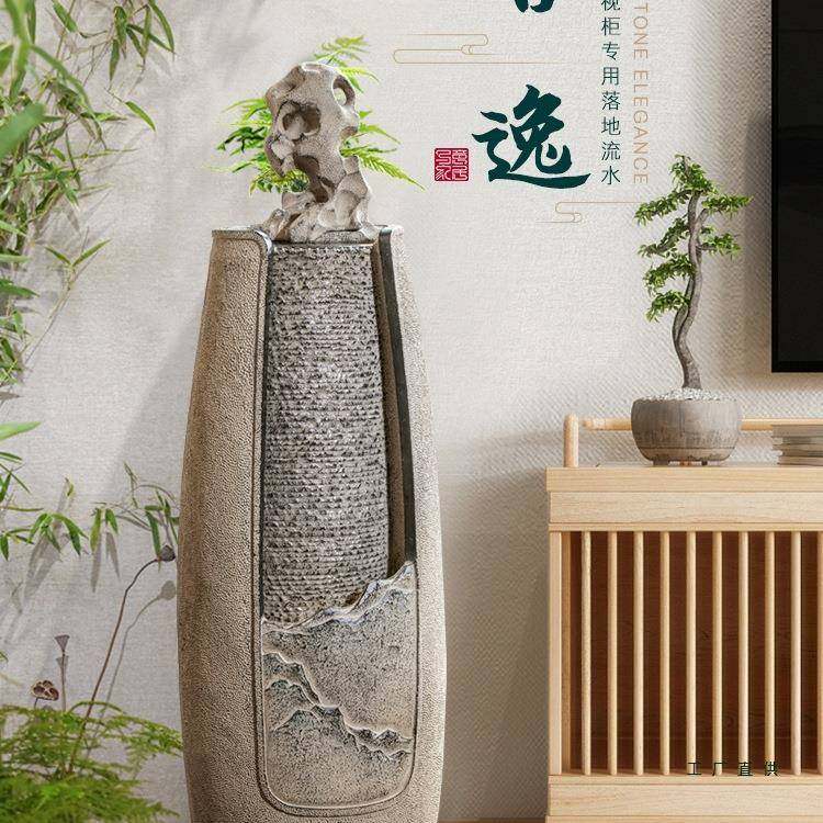 新中落地旁流SUH水摆件居客厅电视柜装饰水景室内造式家景招财循,家居饰品,流水摆件,淘宝优惠券,粉丝福利购,淘宝优惠卷