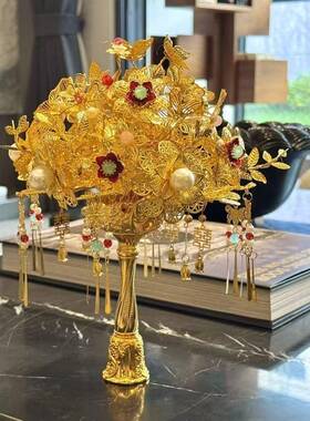 金色手捧XcSb8RQb花高材料中婚礼新新娘婚秀禾旗式袍闺蜜结级婚