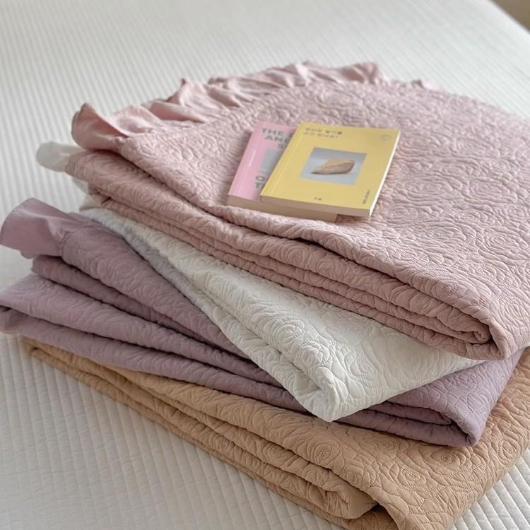 高级玫瑰双面全砂洗棉床榻盖三件套纯棉夹棉防滑缝榻YLS-2023米床