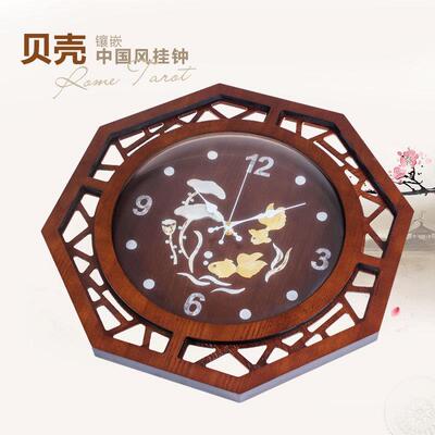 中式木质挂钟客厅摆钟表大号意中式静音挂表英9094现代创摇石钟
