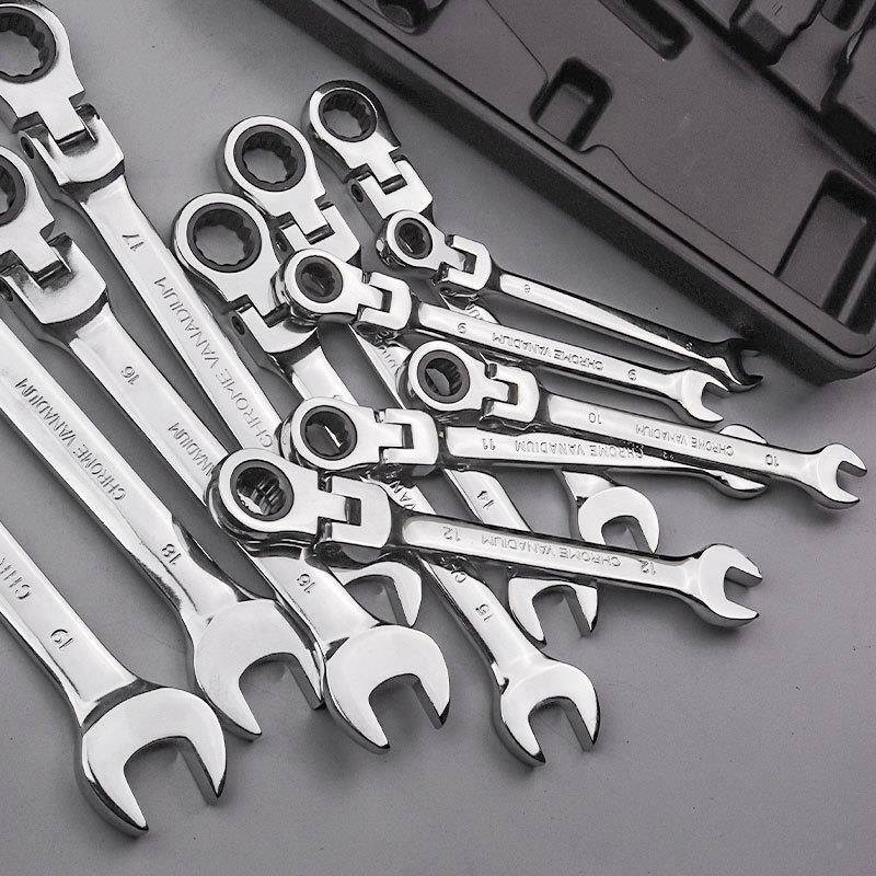 12PC两用棘轮组扳1手活固定头动汽修工1032，12具72齿2件套棘轮扳