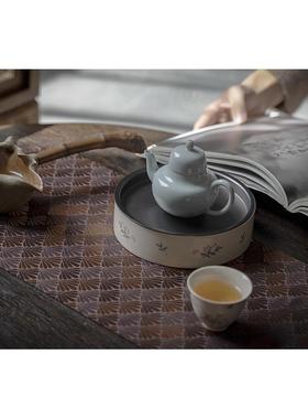 粗陶莲花把公道杯陶瓷复BUT古匀杯功海茶具茶道夫配件侧家用茶分