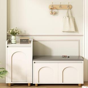 奶油风体换FFC鞋凳口家用门储一物凳可坐鞋柜玄关门收进纳柜楼梯