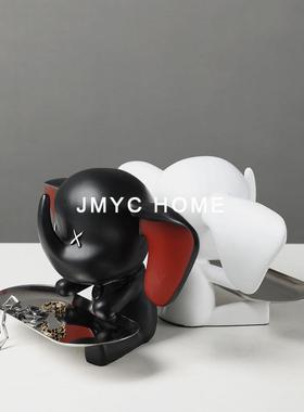 简约代入户玄关小飞象钥柜收纳托匙盘摆件家居客CUO厅现电视书房