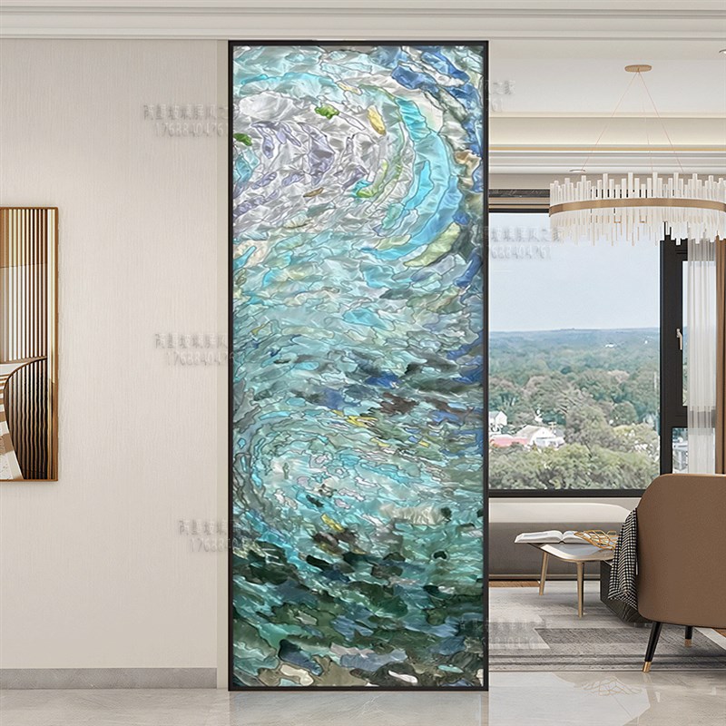 掐丝珐瑯彩隔断屏风美欧式法式顶奢高端艺术玻璃客厅Y透光入户玄