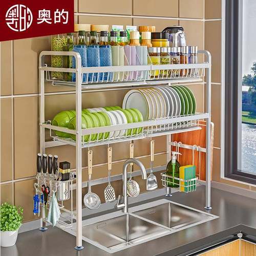 奥的水槽沥水架碗碟架304置不钢锈用台面家收纳SW1163L架多功能厨