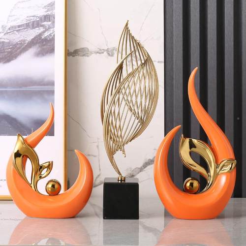 室新品轻奢陶瓷电镀摆件创WYX意抽象艺术软公样装板房电视柜办装