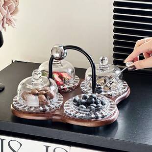 氛水果盘高茶端精致高颜值满零食点盘家高级用PYH感带盖玻璃点心