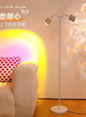 新款双头用心形波播日落水纹氛围灯网红直65657专背景夕阳红水纹