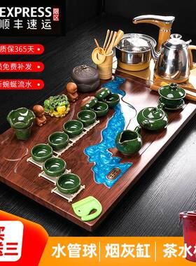 整套紫砂功夫茶43469装盘具套家用简约一体实木茶茶茶台全自动电
