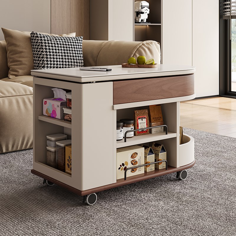 可移动小推车客厅家用升降茶几小户型2024新款多功V能储物岩板茶