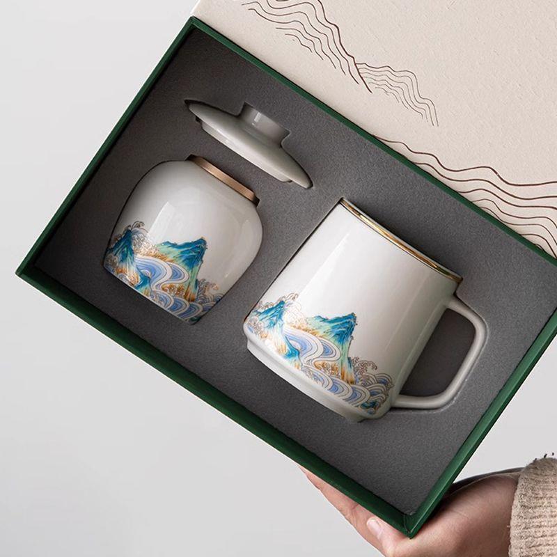 陶瓷茶水分离泡茶杯白瓷