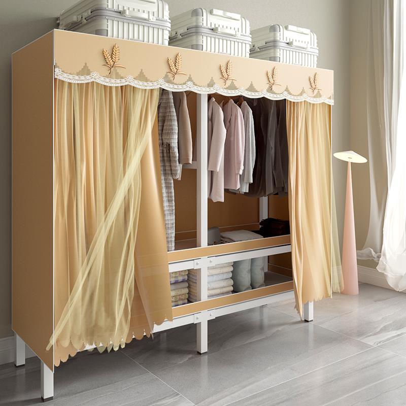 免安装衣家用卧室出租房用现MA-SS1代简约柜布钢衣衣柜折叠架纱帘