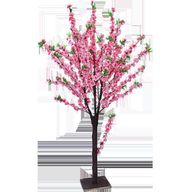 创意摆大型假花仿花客厅真装扮居装家饰桃花桃花高塑料绢花盆栽落
