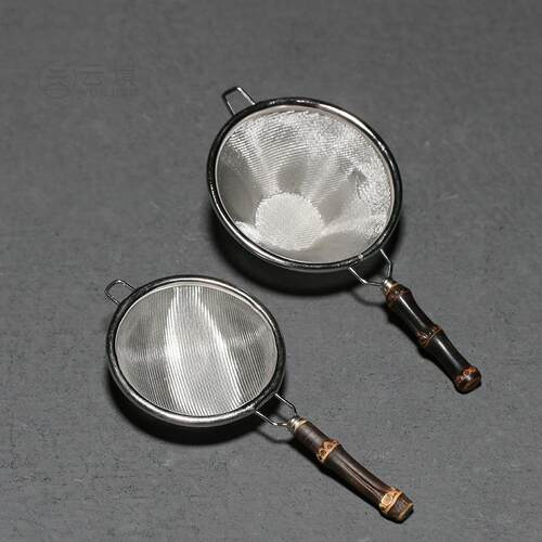 日茶式FEC紫竹柄新不钢漏茶叶过滤网滤茶器功夫茶具茶锈道配件中
