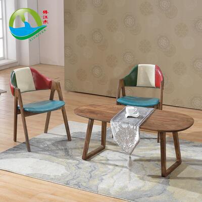 水曲柳实木组古合餐椅客厅简约椭圆茶型茶仿几古色VUO复实木几组