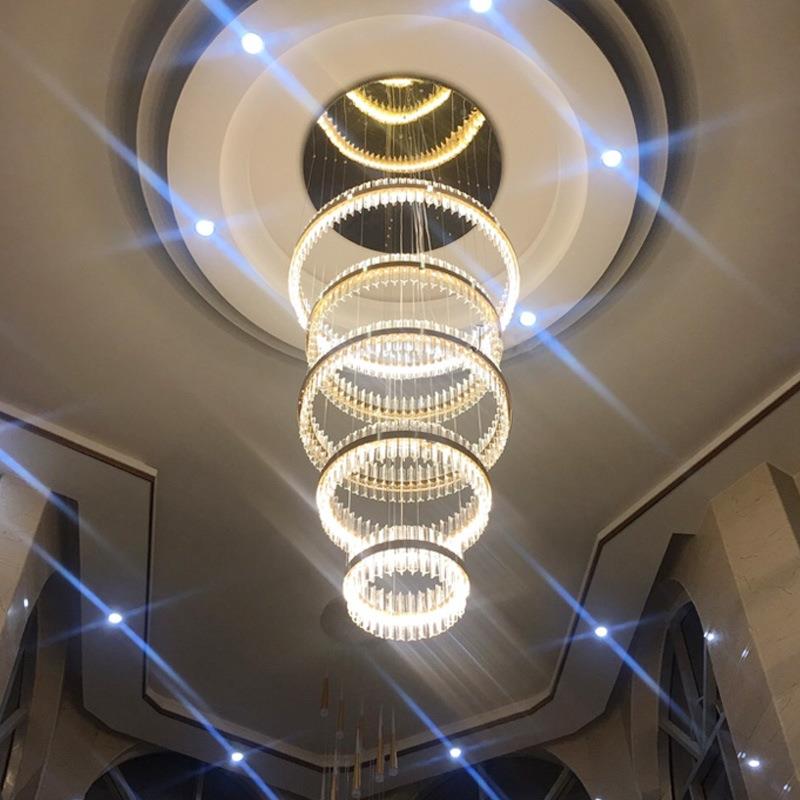 奢水晶厅吊959轻客灯现代简约墅复式别楼梯灯餐厅吊灯创意工程大