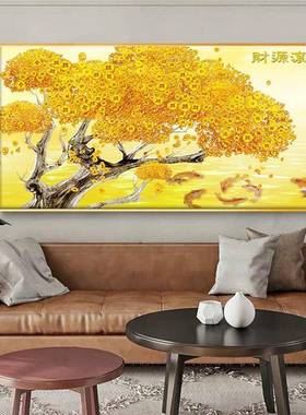 发财财代简约客厅沙发背景墙装饰画挂画横现版摇LPX钱树树餐厅招