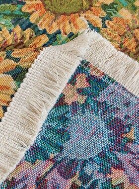 美式复古桌布布h艺长方形田园风艺术感黄色餐桌布艺茶几遮丑布盖