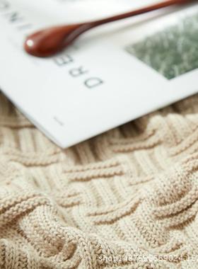 春款针织毯子加厚竹节全棉线子毯针织毯办公线室午AAR休毯空调毛