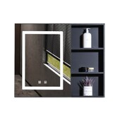 智能太空铝浴室镜柜铝合金卫生间镜带灯防雾壁挂式 厕所镜箱带置物