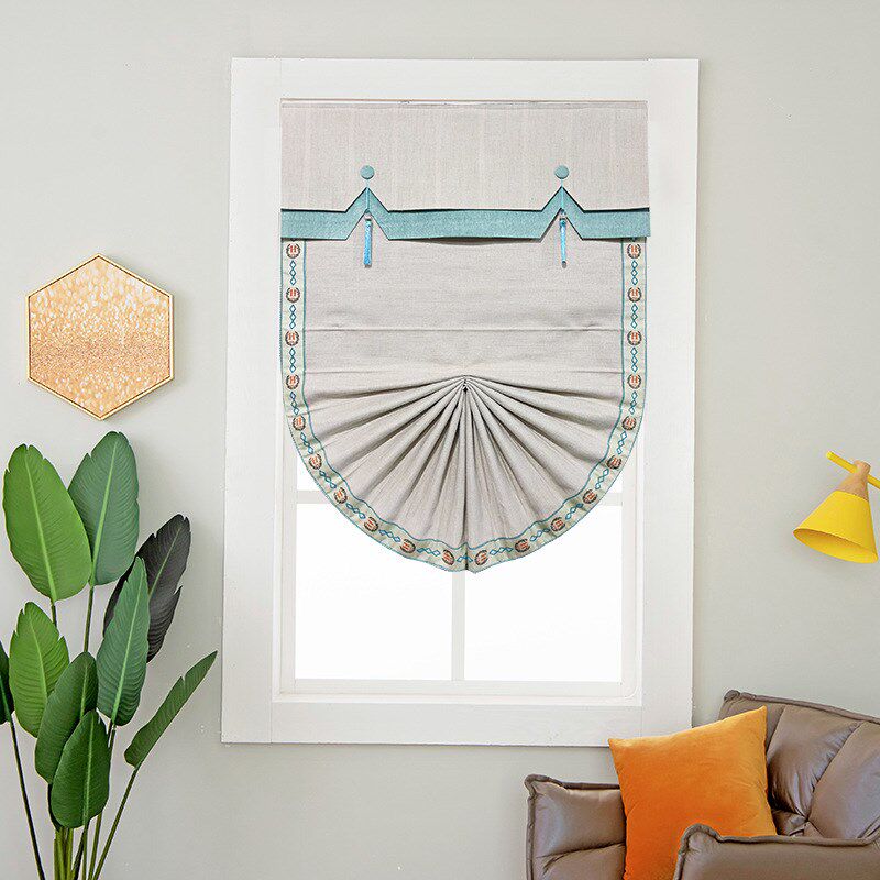 A^柯桥轻奢现代简约亚麻升降帘罗马帘小窗帘遮光飘窗客厅卧室