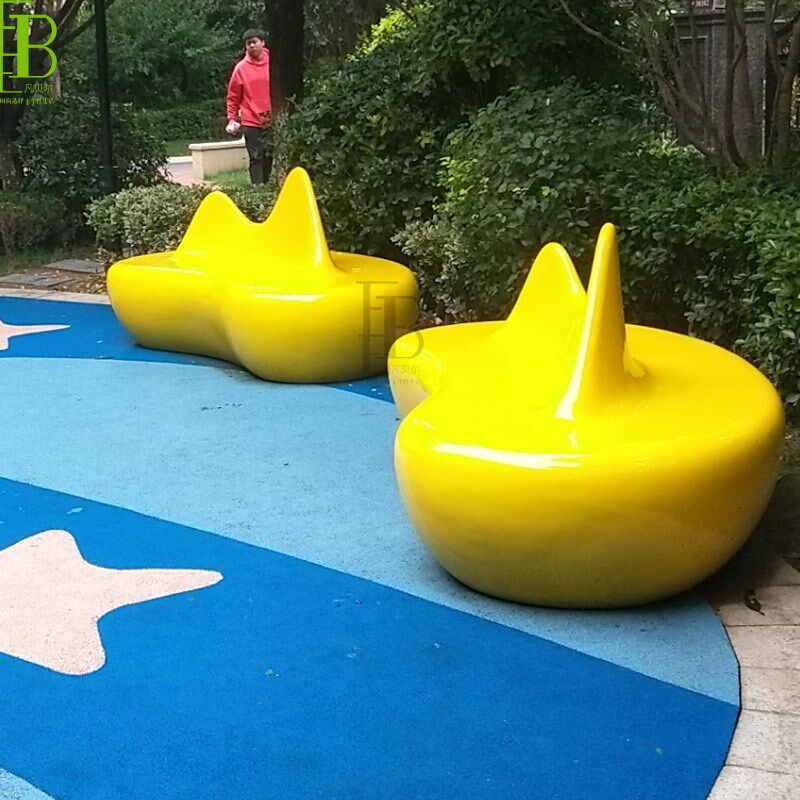 玻璃钢休闲椅公共座椅等候创意长凳艺术景观山峰造型靠背休息椅