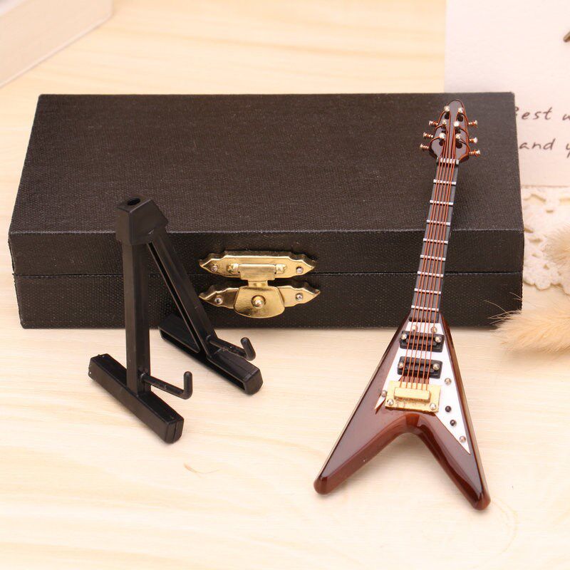 迷你电吉他模型摆件生日聚会摆件木质工艺品圣诞树挂件电贝斯模型
