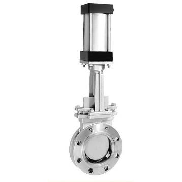 PZ673W-10P气动不锈型闸阀夹对式刀闸阀气动浆液阀无品牌/钢插刀