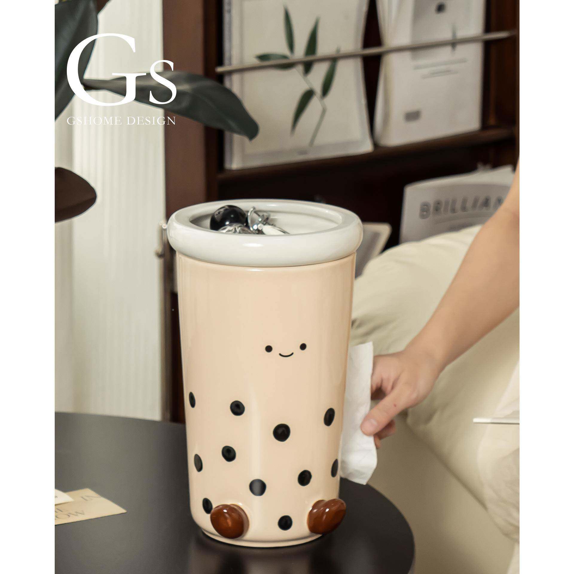 茶纸巾奶盒遥控器收筒陶瓷纸巾纳一体客厅茶桌面高颜值创抽意多功