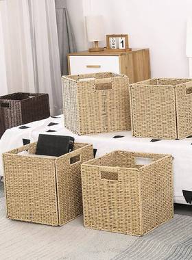 可折纸藤收纳叠箱卧客厅杂物收纳筐宿用舍收纳整室理家IOK折叠储