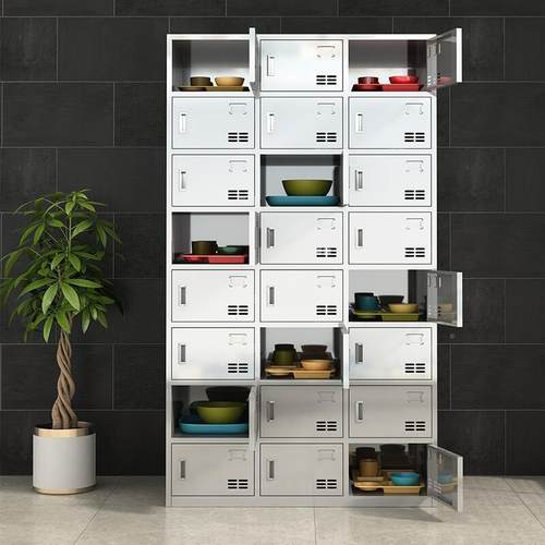 30学4不锈钢食堂柜校餐具柜员工餐饭盘MH987柜单位多格多门盒储物