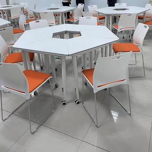 移动培训桌三角桌自由拼合接组会ZX PXZ07议办桌公长条子梯形学生