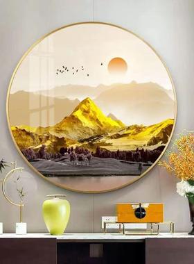 背靠金山客厅圆装形晶瓷厅画店现代简约玄关饰画MH13餐壁画酒轻奢